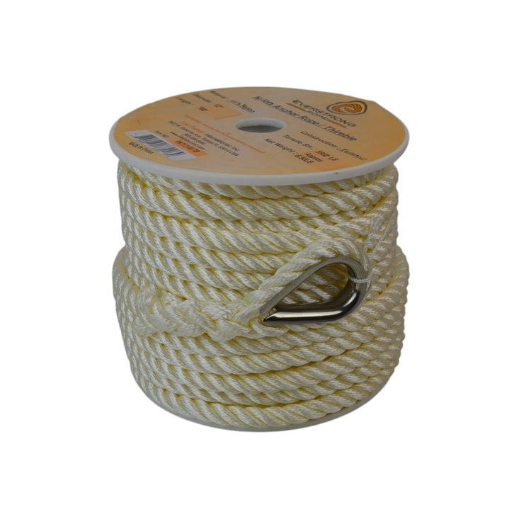 Everstrong Nylon Anchor Rope With Stainless Steel Thimble-1/2", 3/4"