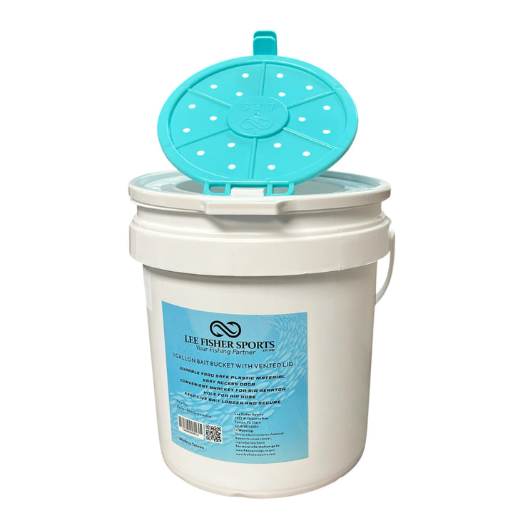 1 Gallon Bait Bucket with Vented opening lid-White