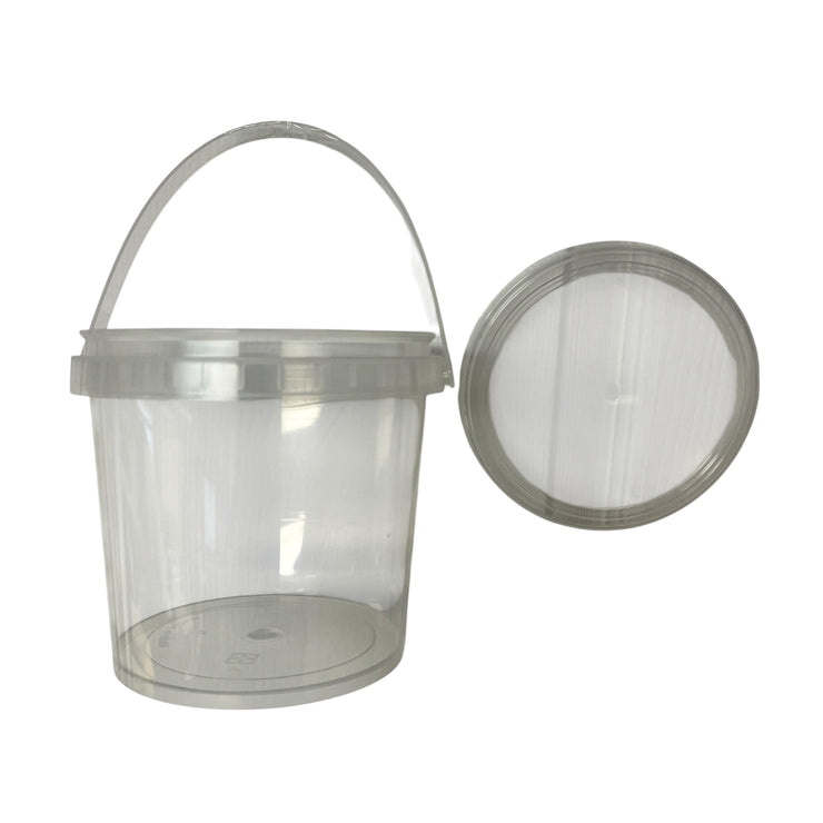 Clear Plastic Bucket with Lid and Handle (1L)