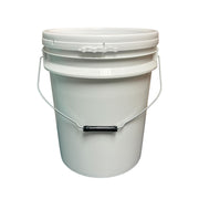 Bucket - 5 Gallon Outdoor Metal Handle Bucket with Lid,  White Color