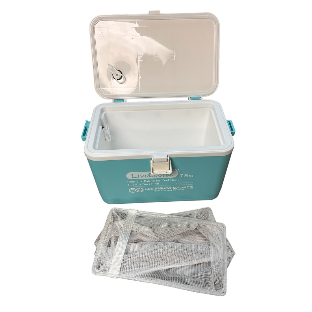 Lee Fisher Sports Live Bait Cooler 7.5 Quart with Mesh Basket Lee Fisher Sports Live Bait Cooler 7.5 Quart with Mesh Basket