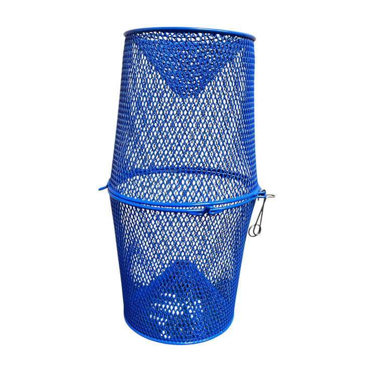 Minnow Trap 3/8"-For crawfish, minnow 3/8" mesh, blue coated metal, 16.5" long, blue