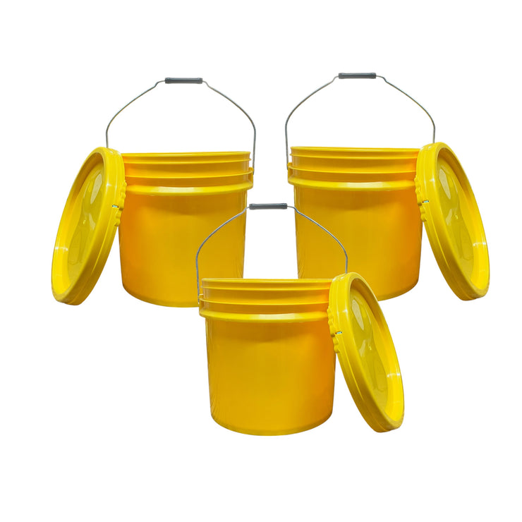 4 Gallon Outdoor Metal Handle Bucket with Lid, Yellow Color
