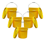 4 Gallon Outdoor Metal Handle Bucket with Lid, Yellow Color