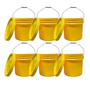 4 Gallon Outdoor Metal Handle Bucket with Lid, Yellow Color