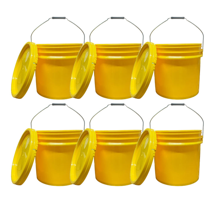4 Gallon Outdoor Metal Handle Bucket with Lid, Yellow Color