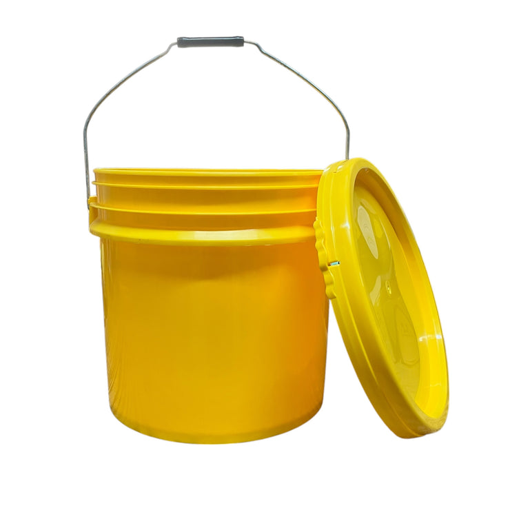 4 Gallon Outdoor Metal Handle Bucket with Lid, Yellow Color