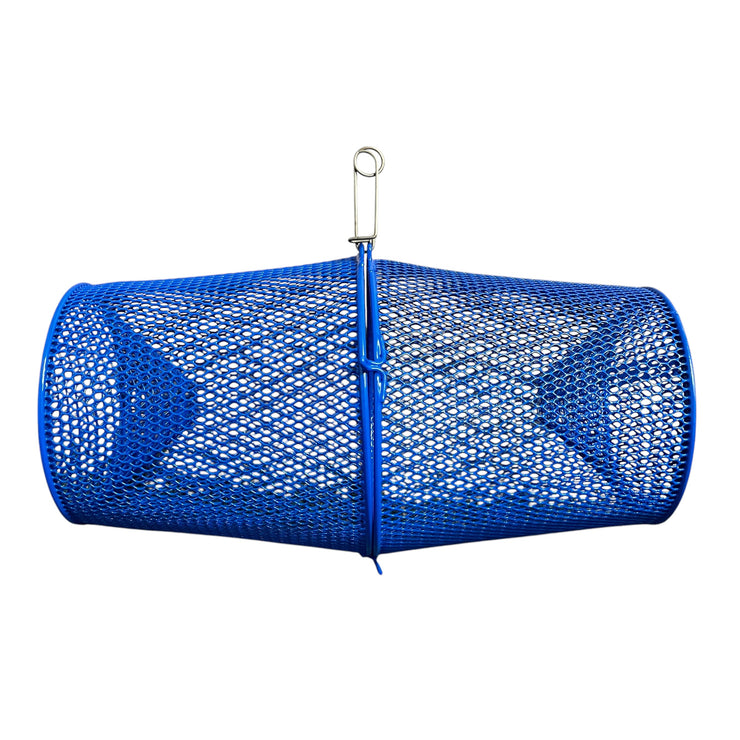 Minnow Trap 3/8"-For crawfish, minnow 3/8" mesh, blue coated metal, 16.5" long, blue