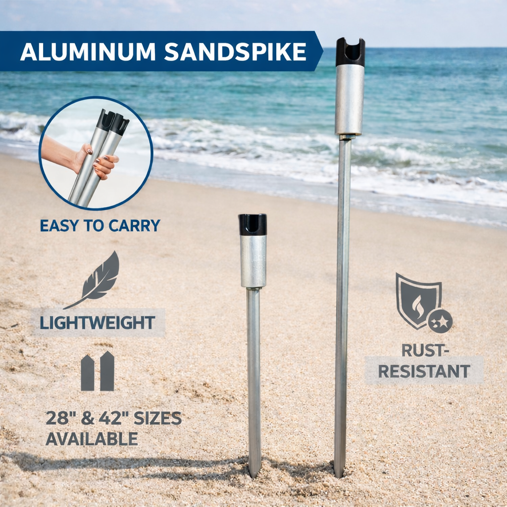 Lee Fisher Sports Aluminum Sand Spike Rod Holder – 28” & 42” Beach Fis