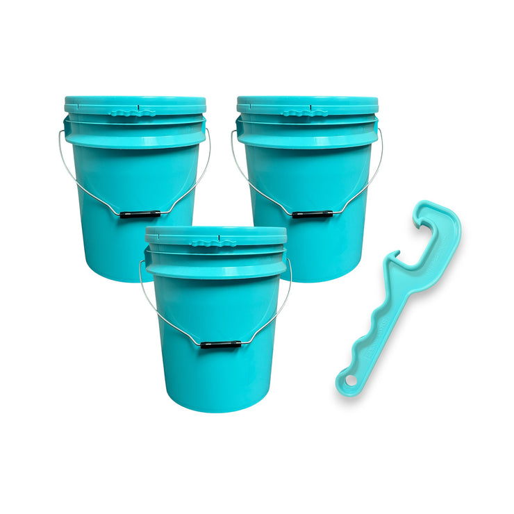 5-Gallon Bucket with Lid – 3 Pack + Bucket Opener Tool