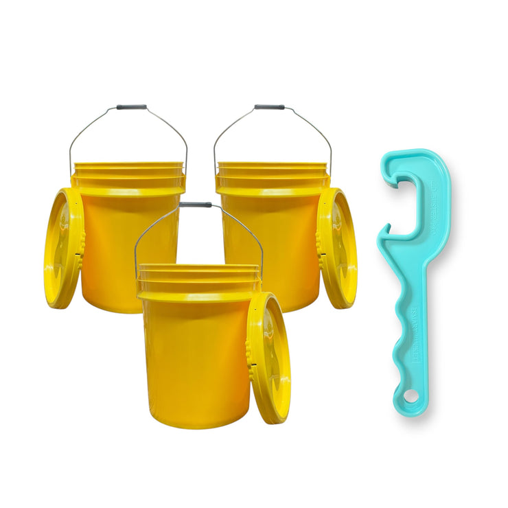 5-Gallon Bucket with Lid – 3 Pack + Bucket Opener Tool