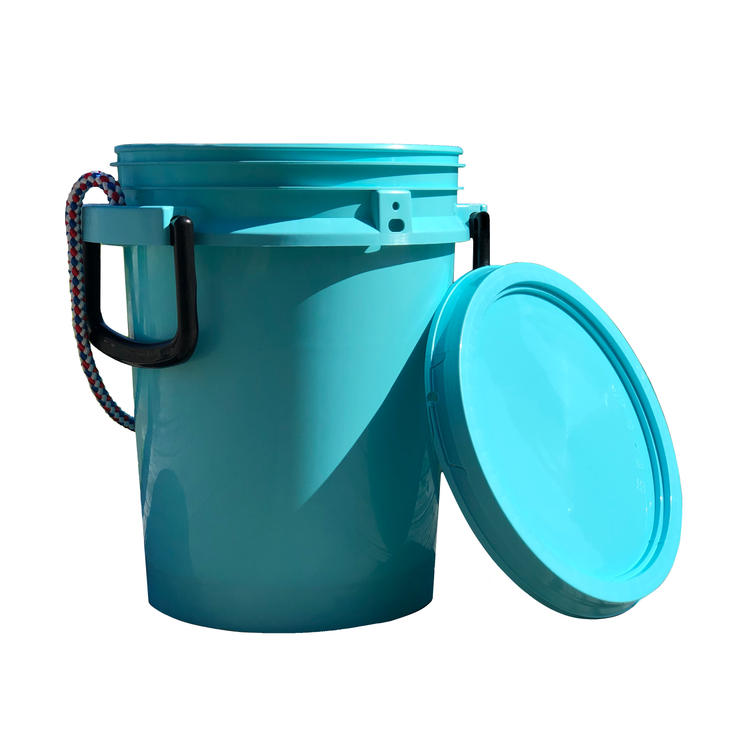 iSmart Bucket - 5 Gallon Rope Handle Bucket with Lid, Aqua Blue