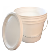 Bucket - 3.5 Gallon Outdoor Metal Handle Bucket with Lid, White Color