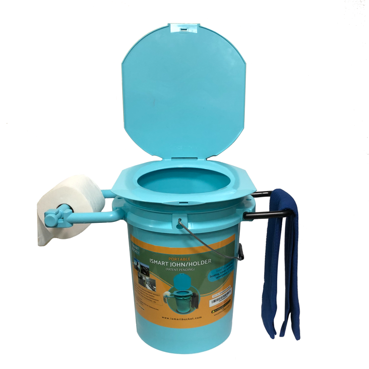 ISMART JOHN(TOILET)/PAPER & ACCESSORY HOLDER-Innovative design portable bucket toilet with paper holder