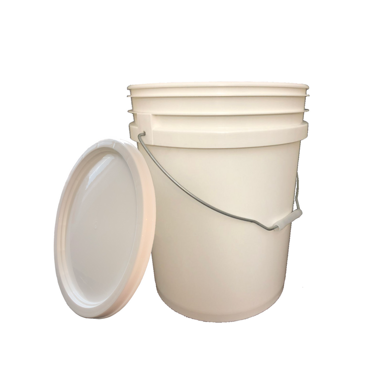 Bucket - 5 Gallon Outdoor Metal Handle Bucket with Lid,  White Color