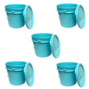 Bucket - 3.5 Gallon Outdoor Metal Handle Bucket  with Lid, Aqua Blue Color