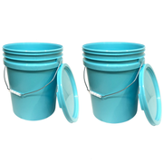 Bucket - 5 Gallon Outdoor Metal Handle Bucket with Lid, Aqua Blue Color