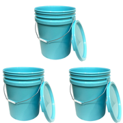 Bucket - 5 Gallon Outdoor Metal Handle Bucket with Lid, Aqua Blue Color