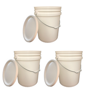 Bucket - 5 Gallon Outdoor Metal Handle Bucket with Lid,  White Color