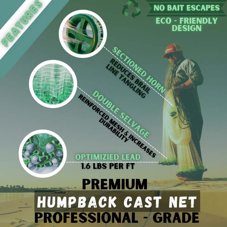 Humpback Bait Shallow Water Cast Net - 3/8" Sq. Mesh
