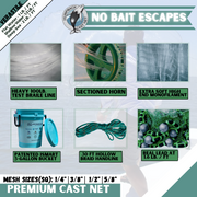 Humpback Ballyhoo Deep Sea Cast Net - 1/2" Sq. Mesh