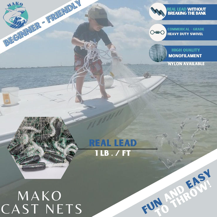 Mako Cast Net - 3/8" Sq. Bait Mesh