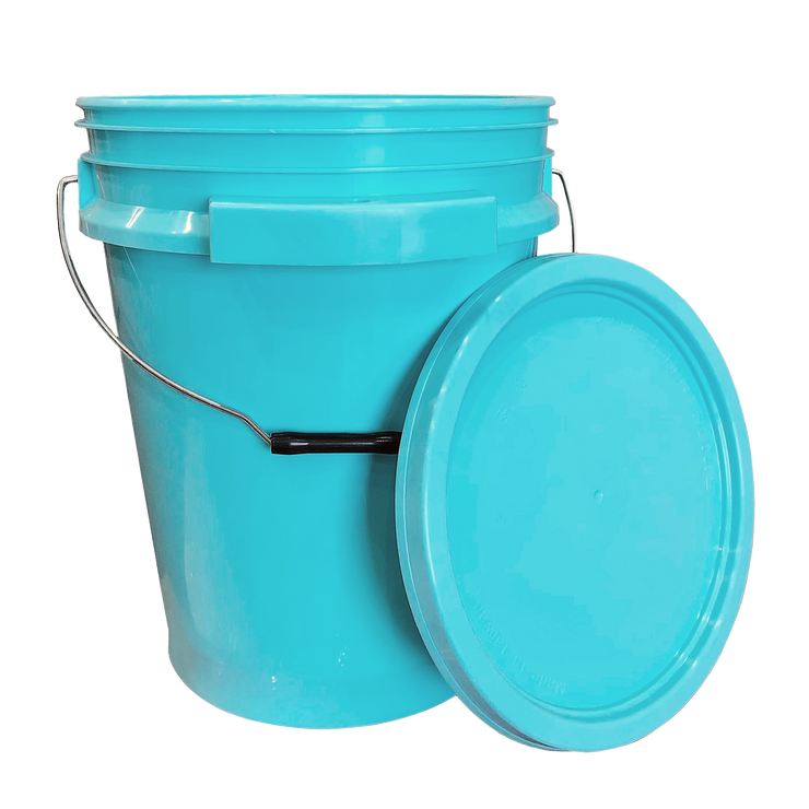iSmart Bucket - 5 Gallon Metal Handle Bucket with Lid, Aqua Blue Color