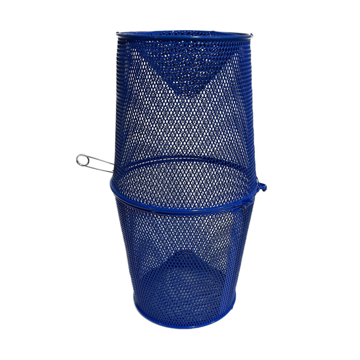 Minnow Trap 1/4"-For crawfish, minnow 1/4" mesh, blue coated metal, 16.5" long, blue