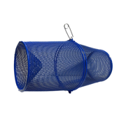 Minnow Trap 1/4"-For crawfish, minnow 1/4" mesh, blue coated metal, 16.5" long, blue